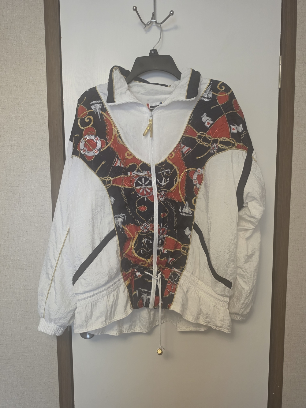 Vintage EVR Nautical Print Windbreaker Jacket - Size Medium